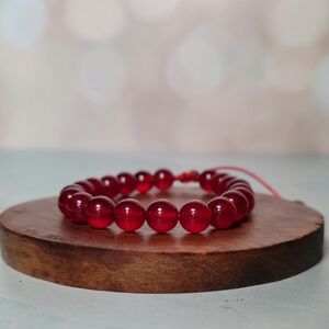 8MM Red Jade Bead Bracelet